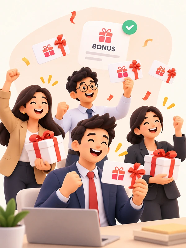 Employees receiving Madjoy reward gifts