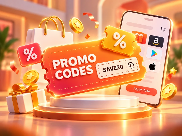 Phone showing promo code at checkout — replace with product shot